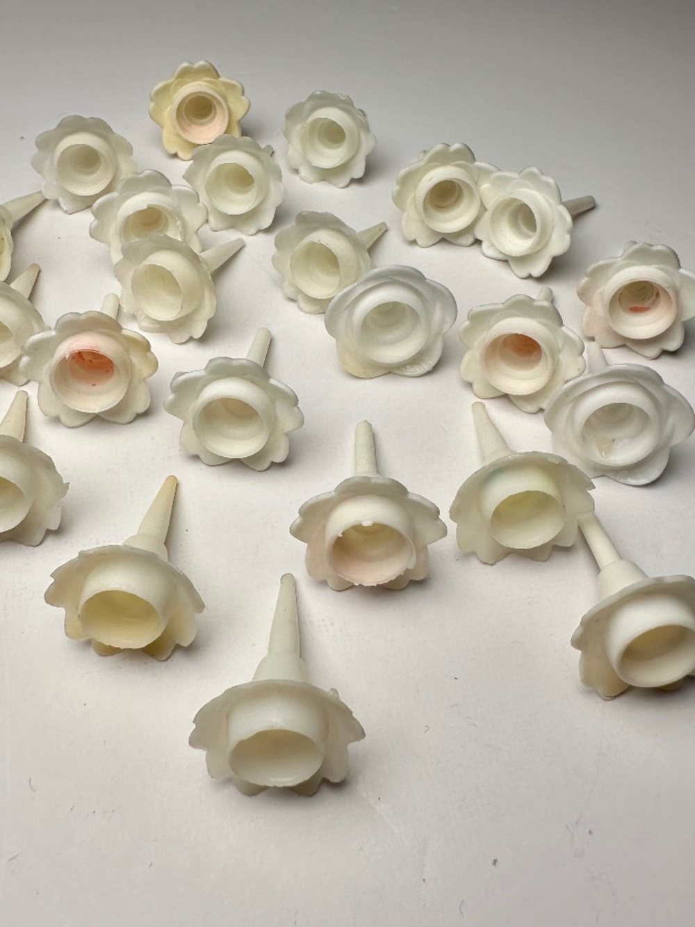 24 Vintage White Rose Birthday Candle Holders Cake Picks Wedding Retro